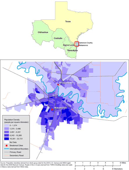 Map of Texas/Matamorous border