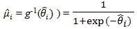 The reciprocal of 1 plus e to the power of the negative value of the logit of county level prevalence of obesity estimate, where e is Euler’s constant.