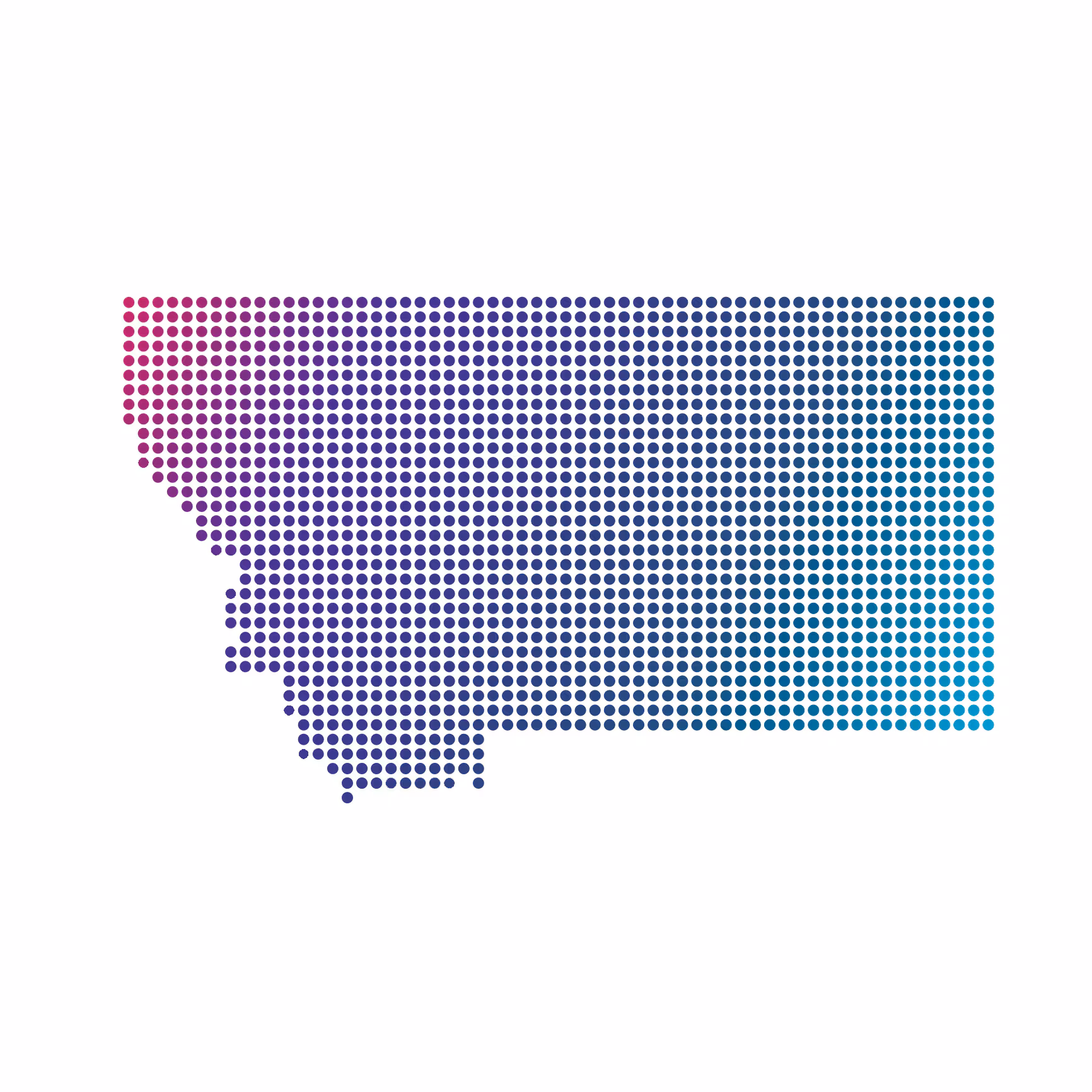 Montana map of blue dots on white background Montana map of blue dots on white background