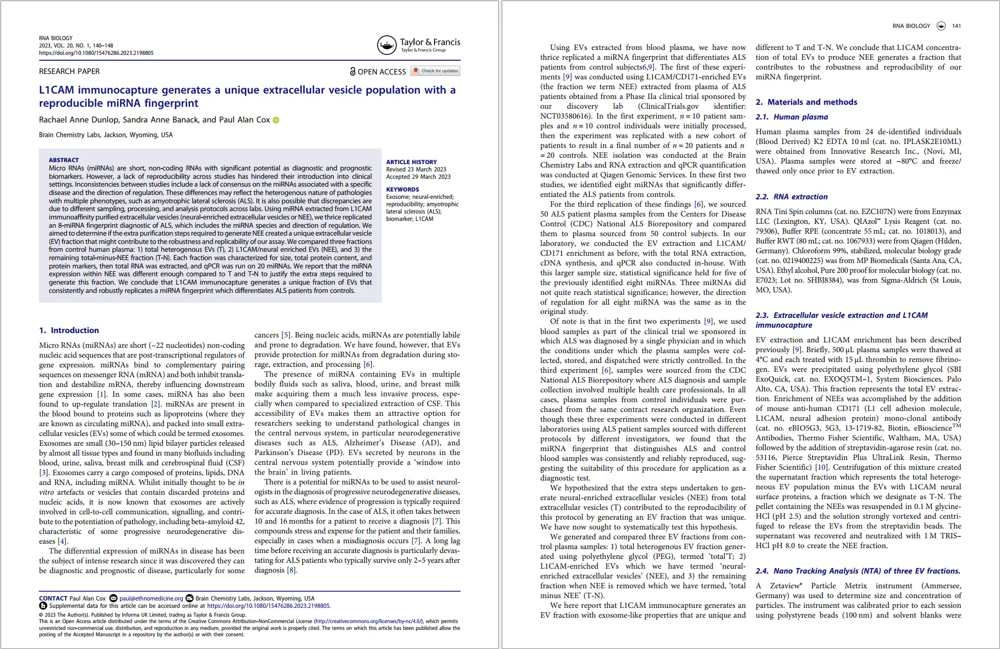 Screenshot of the first two pages of Dunlop L1CAM paper