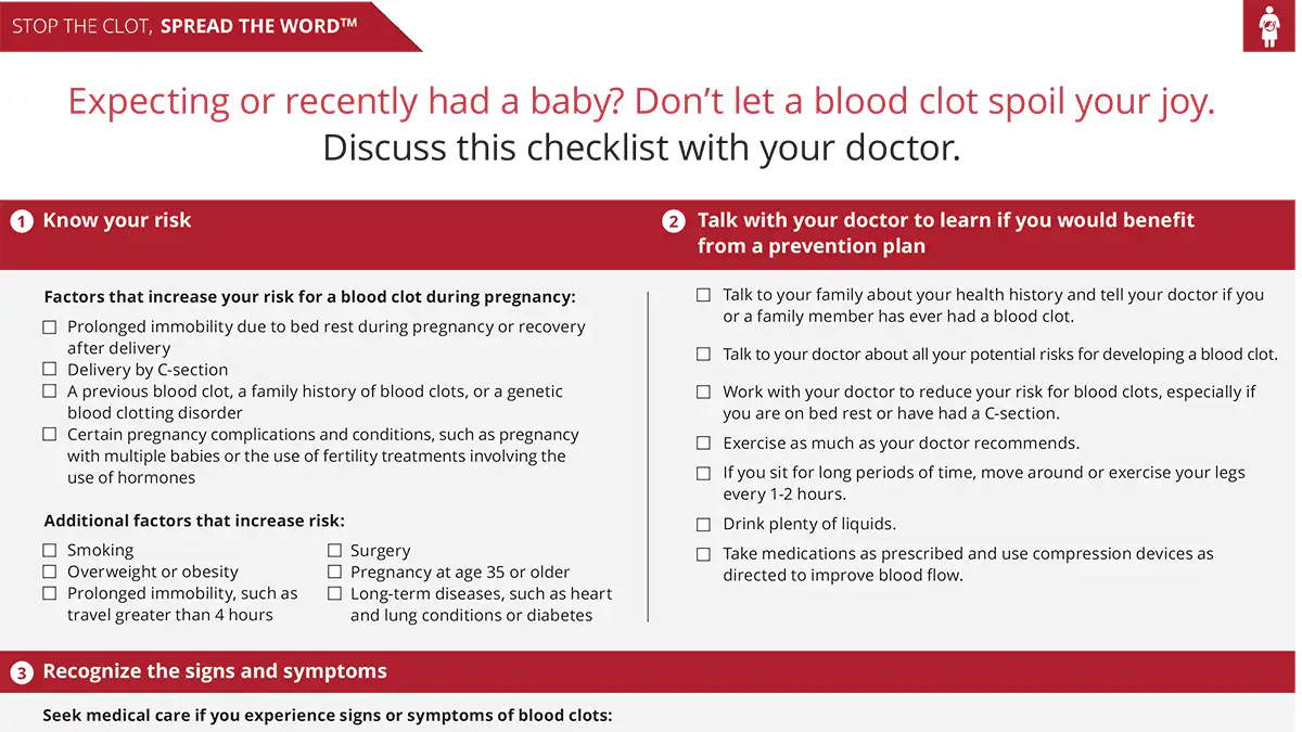 pregnancy blood clot prevention checklist thumbnail