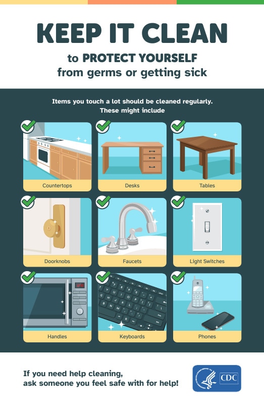 Keep it clean to protect yourself from germs or getting sick. If you need help cleaning, ask someone you feel safe with.