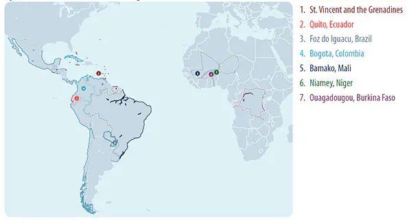 Map of training locations