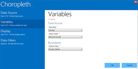 Choropleth Map Variables Property Panel