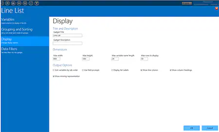 Line List Display options