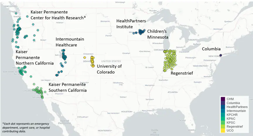 Map of vision sites across the country