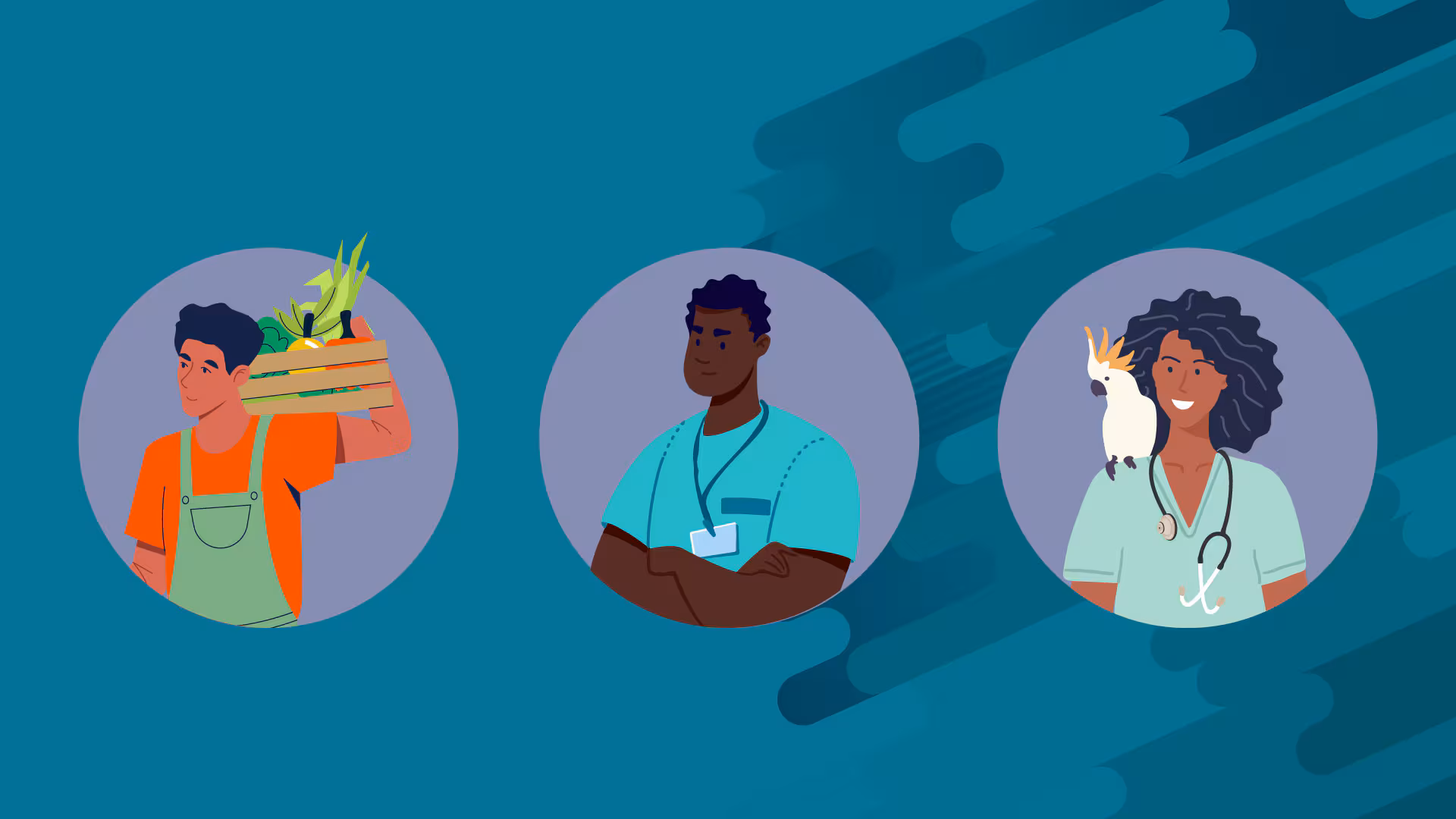 Doctor, vet, and farmer A farmer, a veterinarian, and a doctor