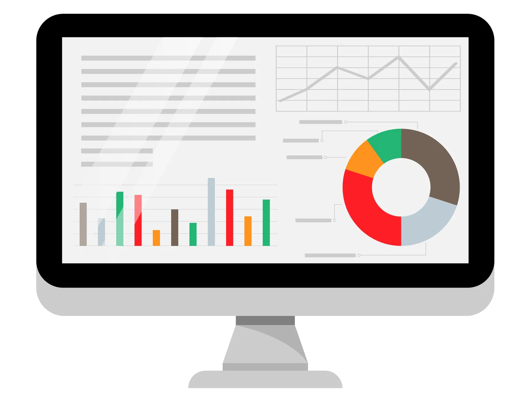 Computer screen of charts and figures