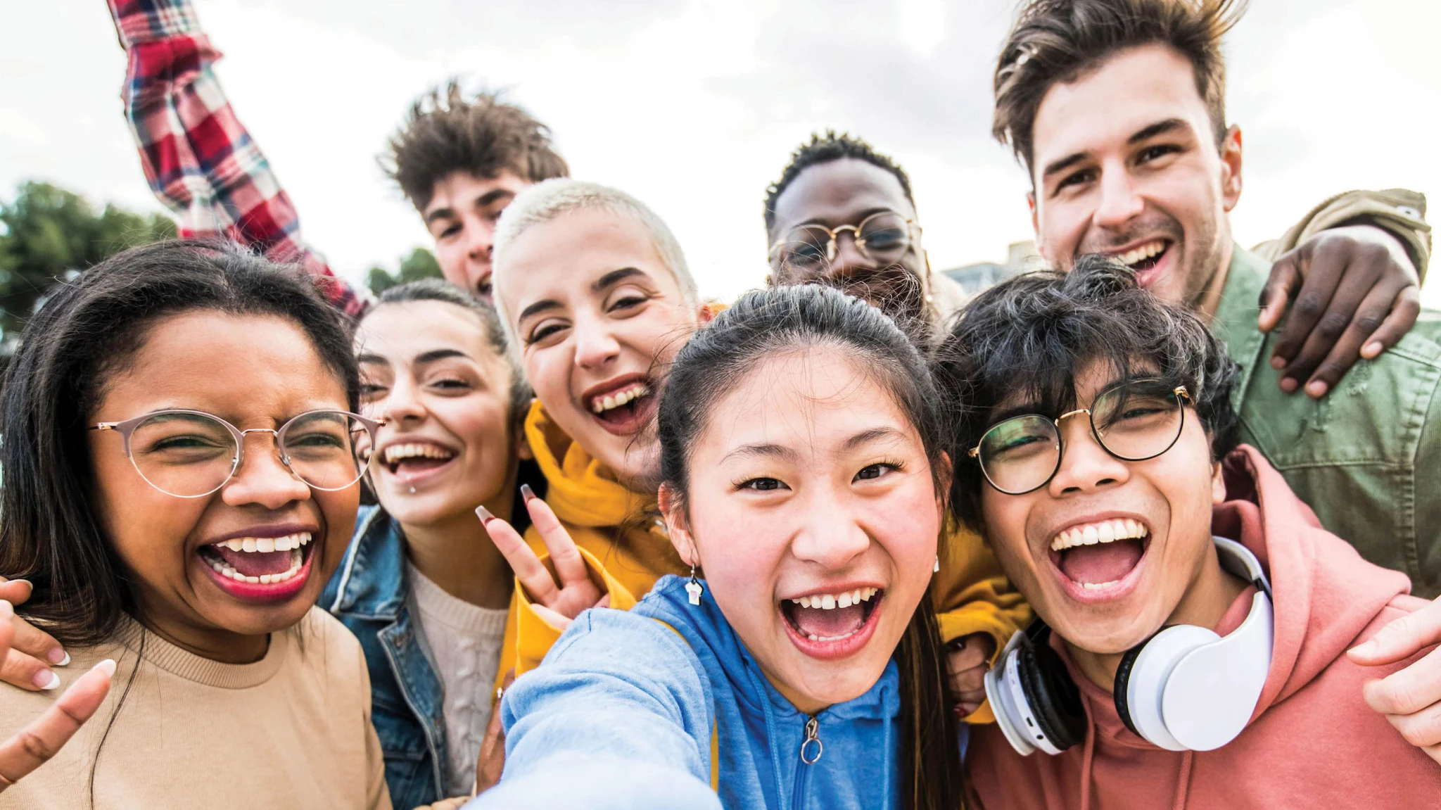 Portrait of happy and healthy high school students looking at camera.