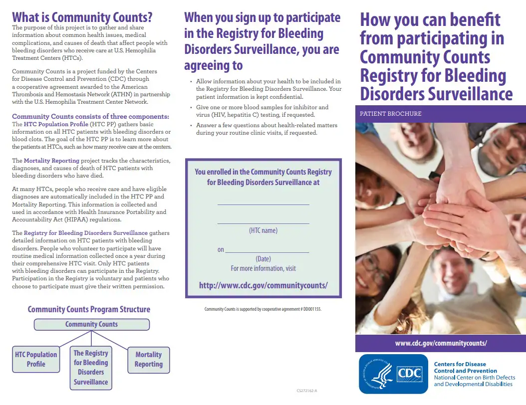 Brochure that explains the benefits of participating in the Community Counts Registry