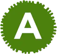 Icon depicting a round virus shape with the letter A within it