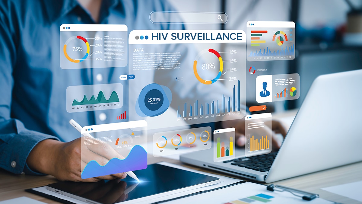 This is an image showing various data elements displayed from a computer screen, representing HIV surveillance data.