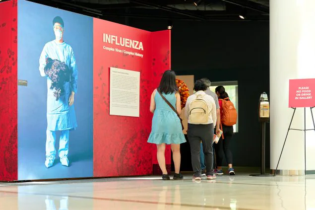 People on a self-guided museum tour