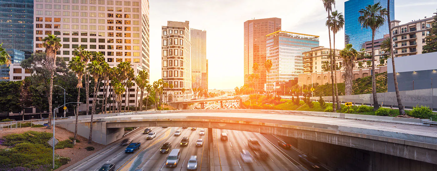 Skyline of a city in California