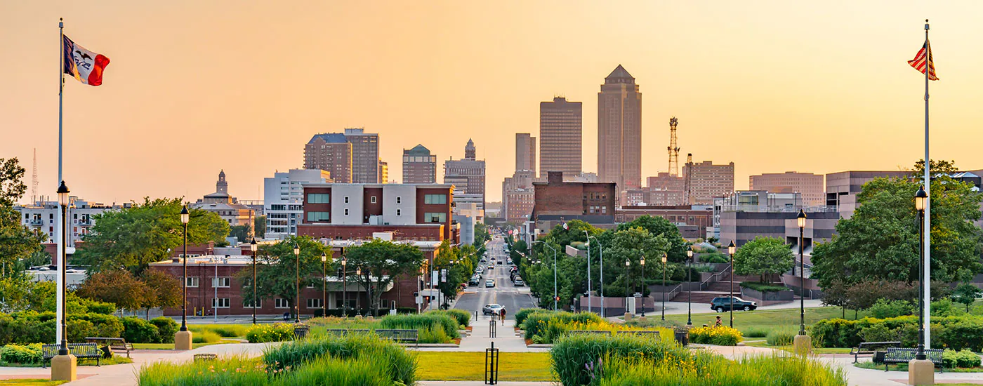 Skyline of a city in Iowa