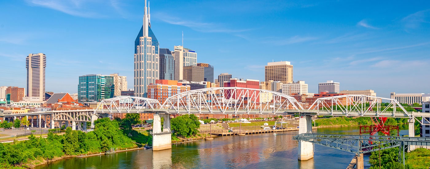 Skyline of a city in Tennessee