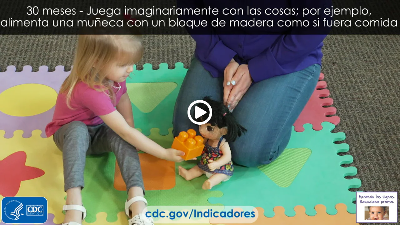 Juega imaginariamente con las cosas; por ejemplo, alimenta una muñeca con un bloque de madera como si fuera comida