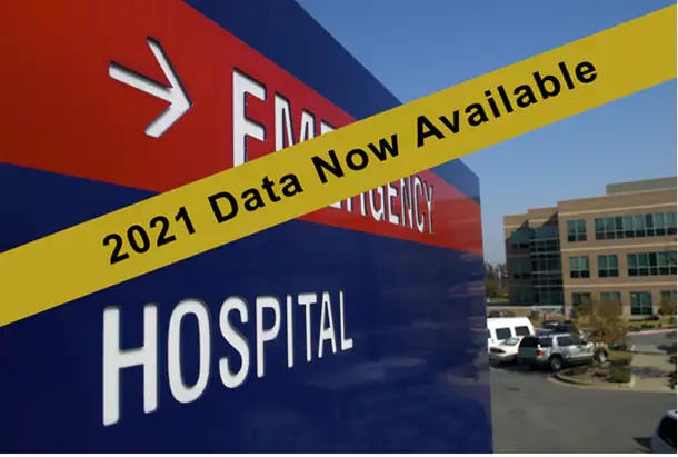 Image of emergency room entrance with banner across image that reads: 2021 Data Now Available