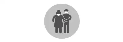 Icon of masked person assisting the elderly