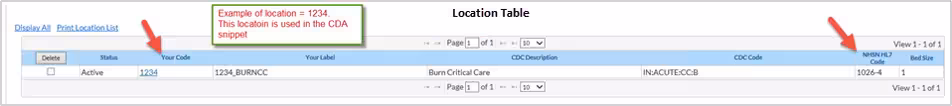 Screen shot of mapped location for 1234.
