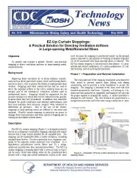 Image of publication Technology News 519 - EZ-Up Curtain Stoppings: A Practical Solution for Directing Ventilation Airflows in Large-opening Metal/Nonmetal Mines