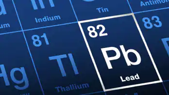 Image of periodic table with lead highlighted.