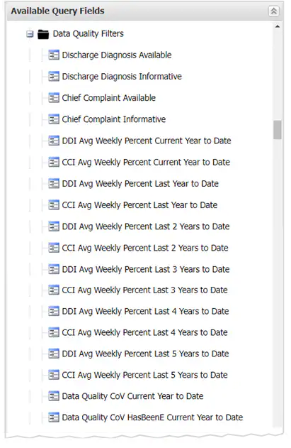 Data quality filters screen shot