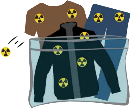 vector graphic of radioactive contaminated clothing in a sealable container