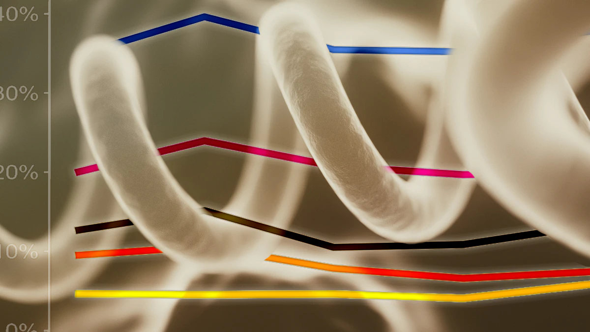 Spirochetes interposed with lines on a statistical chart.