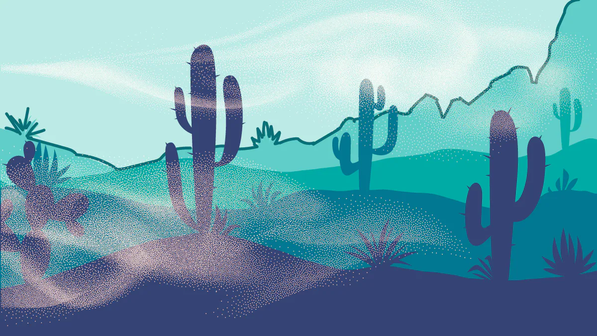 graphic illustration of a dust storm in a desert