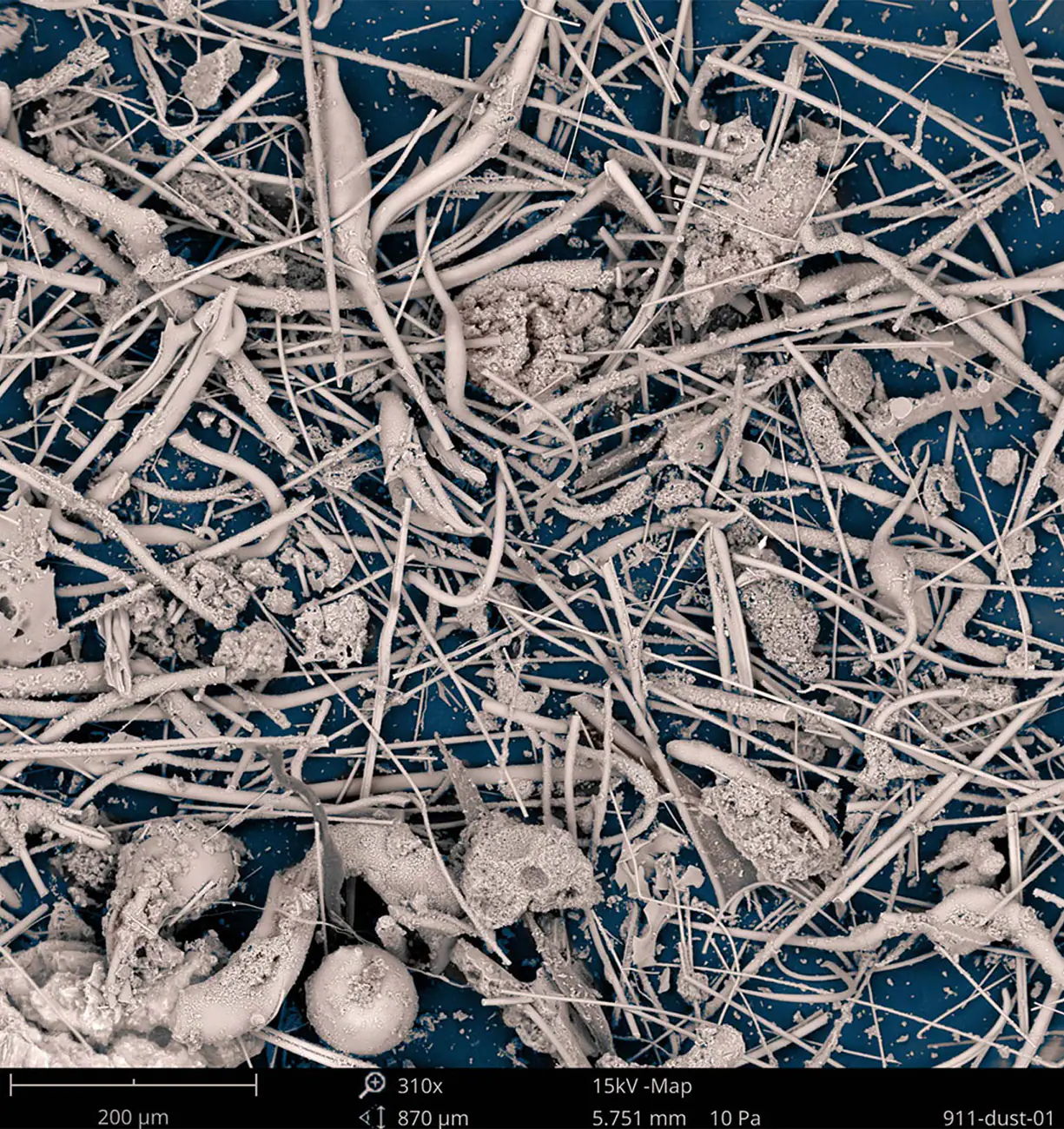 Dust from ground zero magnified under a scanning electron microscope